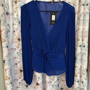 NEW Blue transparent blouse to wear over a camisole. Size Medium for Women.